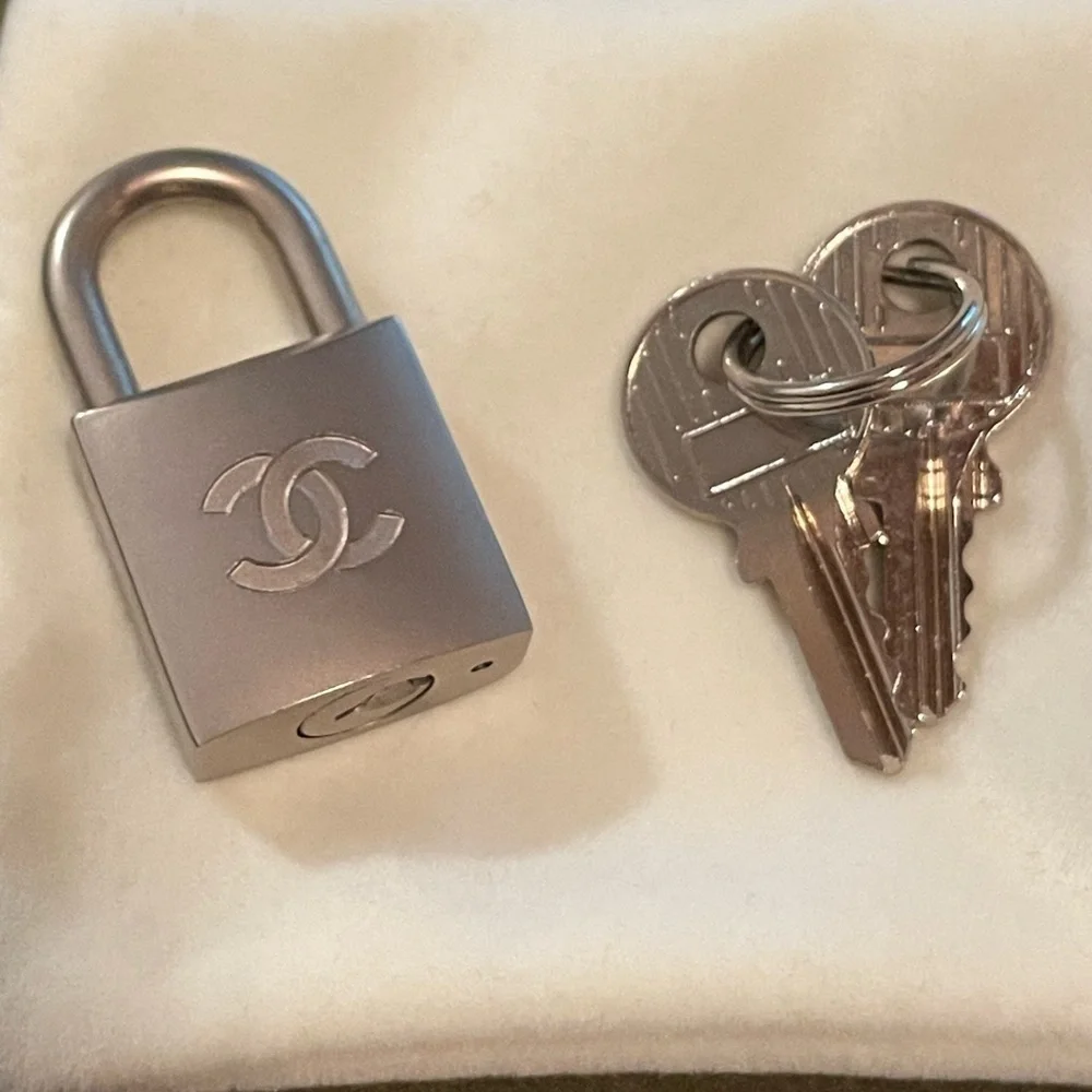 Chanel Matte Silver Lock and Two Keys — Very Rare and Hard to Find
